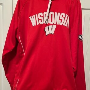 Knights Apparel Red and White Wisconsin  Badger Hoodie